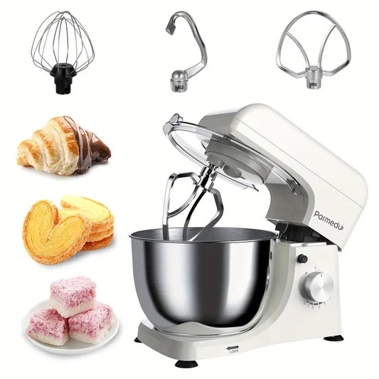 Compact Kitchen Stand Mixer - 380W Tilt-Head Stand Mixer with 8 Speeds, Lid, Whisk