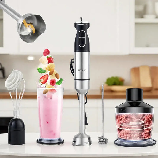 Immersion Blender 800W – 5-in-1 Hand Blender with Whisk, Frother,